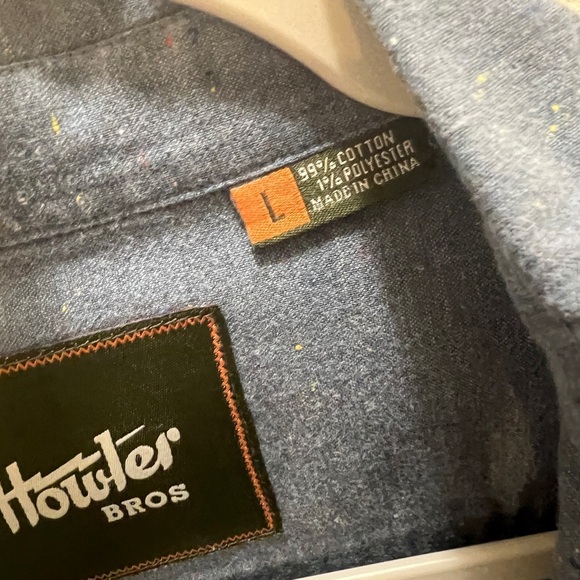 Howler Brother Blue Long Sleeve button down Shirt Mens Large - Picture 4 of 10